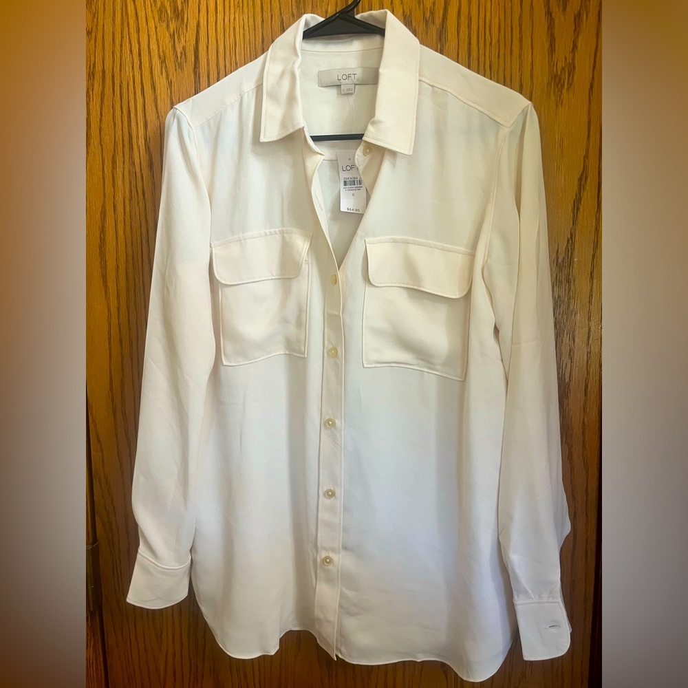 Loft size small cream button-down blouse